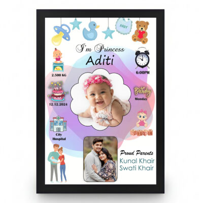 Baby Girl Birth Chart Frame